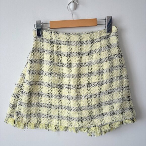 Zara SET Textured Tweed Plaid Crop Top + Skirt Yellow Black Size XS - Picture 13 of 15